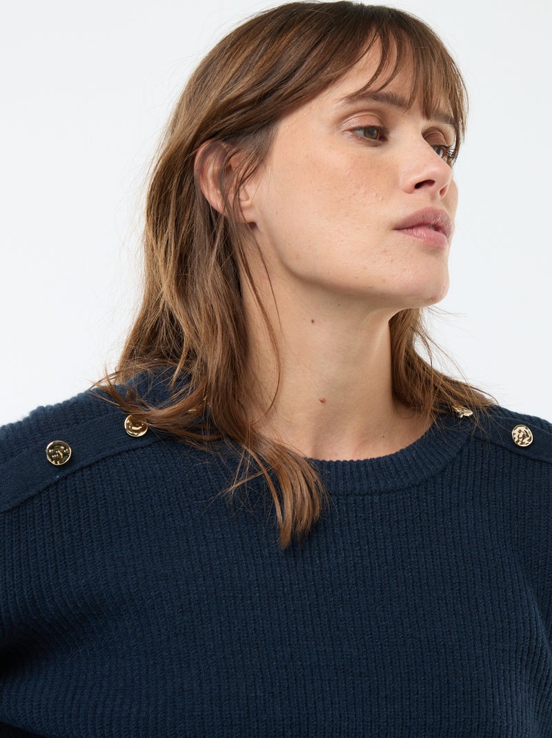 Vestido midi de canalé + jersey cropped de maternidad Azul - Kiabi