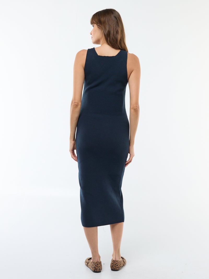 Vestido midi de canalé + jersey cropped de maternidad Azul - Kiabi