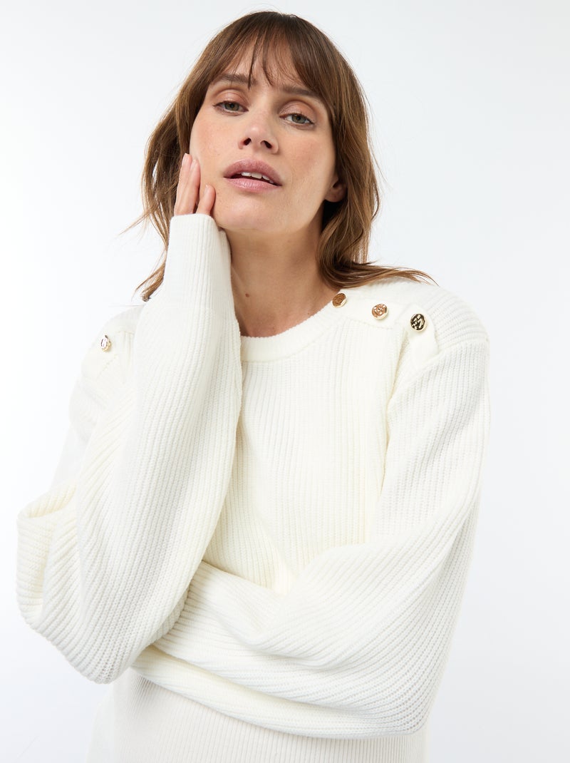 Vestido midi de canalé + jersey cropped de maternidad Blanco - Kiabi
