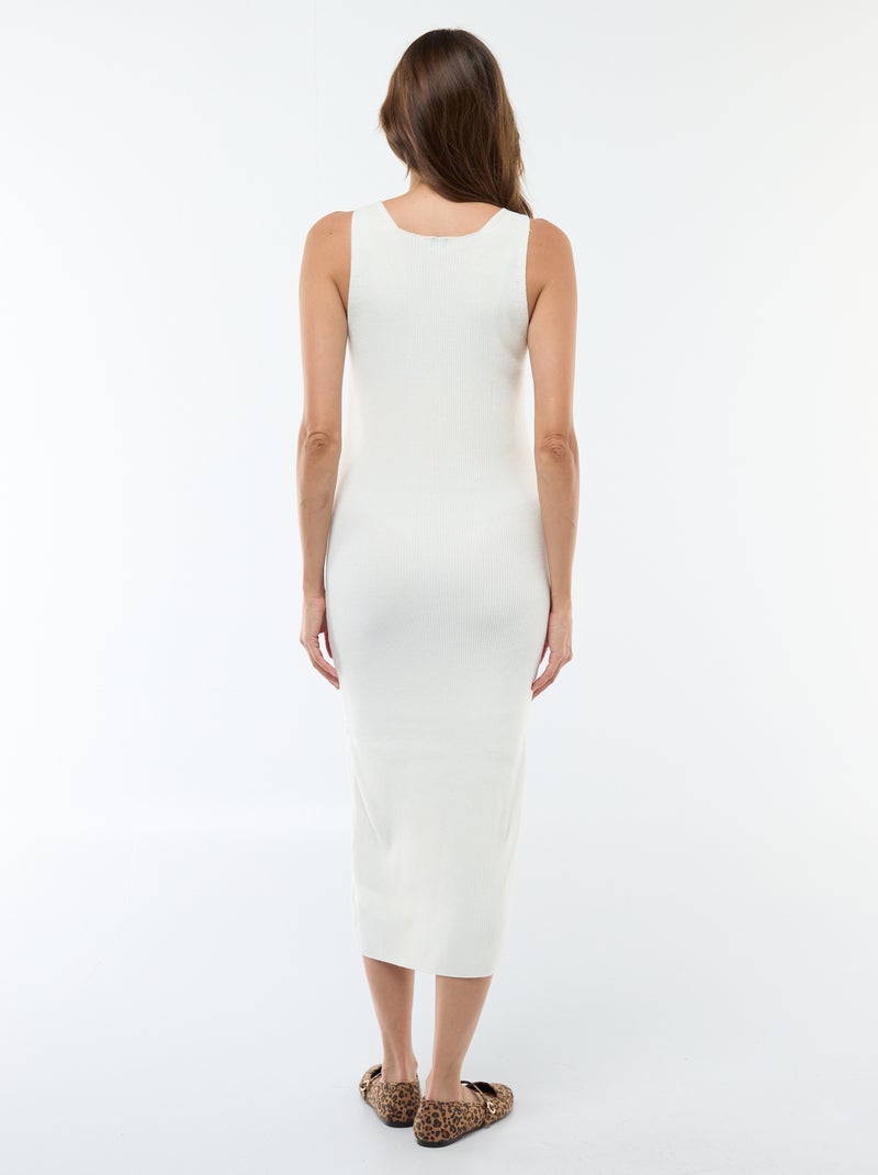Vestido midi de canalé + jersey cropped de maternidad Blanco - Kiabi