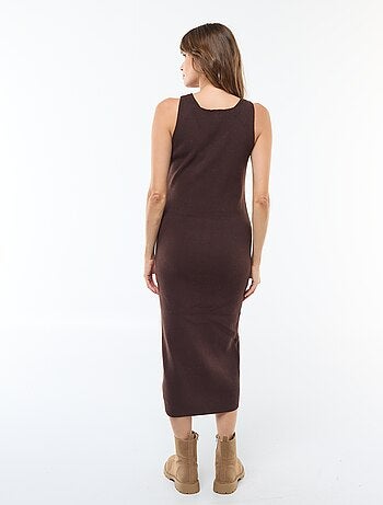 Vestido midi de canalé + jersey cropped de maternidad