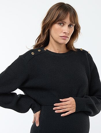 Vestido midi de canalé + jersey cropped de maternidad