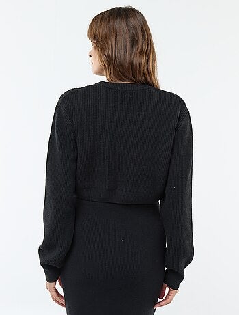 Vestido midi de canalé + jersey cropped de maternidad