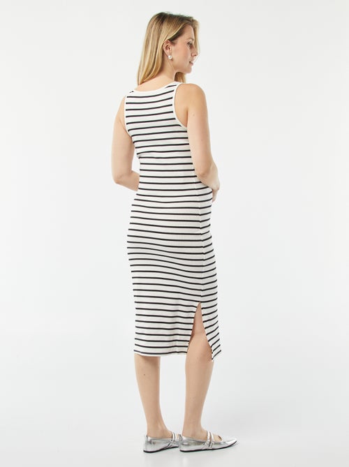 Vestido midi de canalé liso con abertura de lactancia - Kiabi