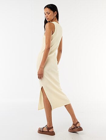 Vestido midi de canalé sin mangas