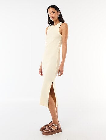 Vestido midi de canalé sin mangas