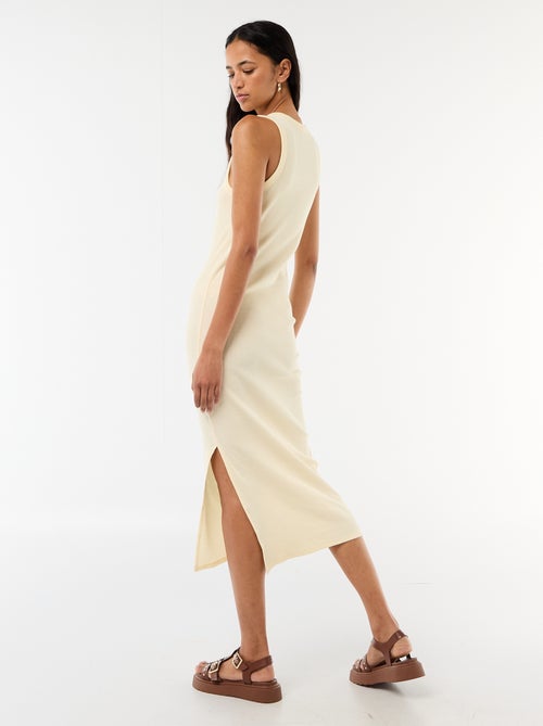 Vestido midi de canalé sin mangas - Kiabi