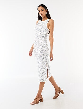 Vestido midi de canalé sin mangas