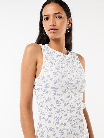 Vestido midi de canalé sin mangas