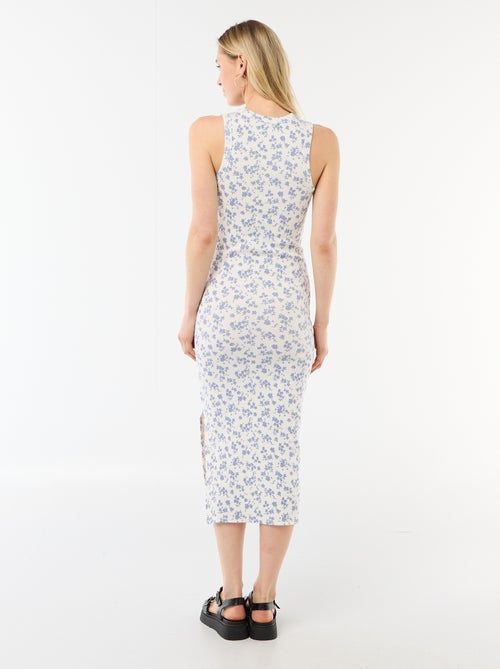 Vestido midi de canalé sin mangas - Kiabi