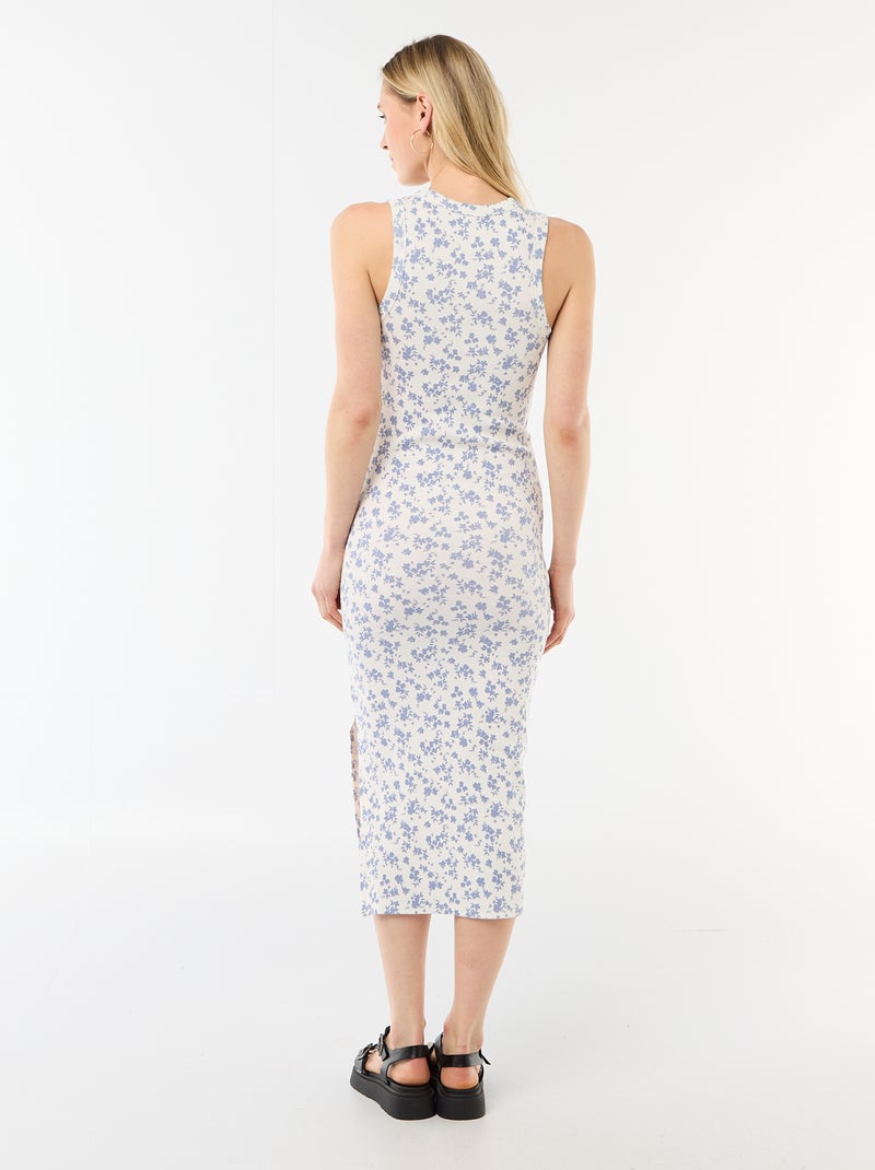 Vestido midi de canalé sin mangas Beige - Kiabi