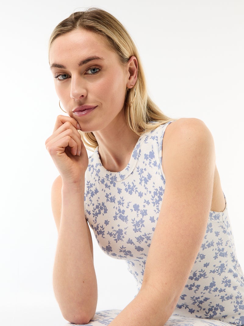 Vestido midi de canalé sin mangas Beige - Kiabi