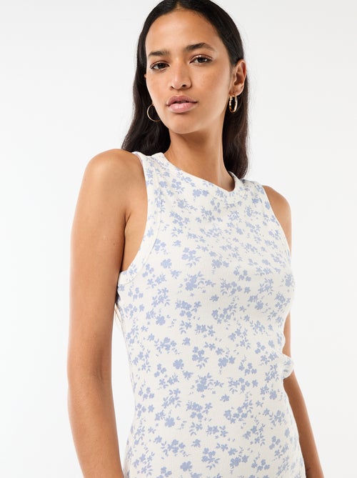 Vestido midi de canalé sin mangas - Kiabi