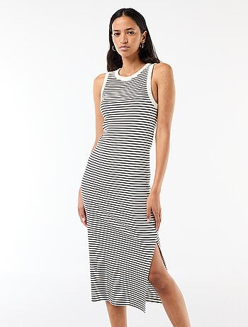 Vestido midi de canalé sin mangas