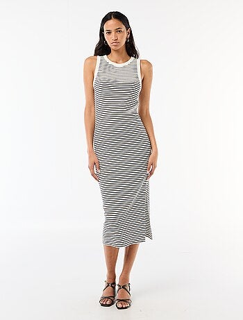 Vestido midi de canalé sin mangas