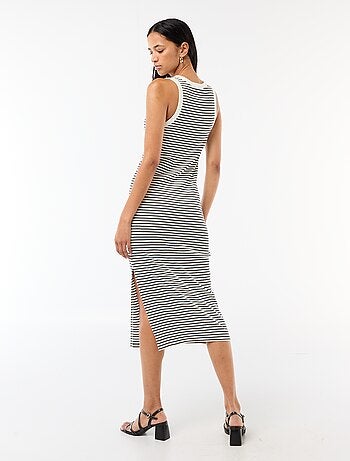 Vestido midi de canalé sin mangas