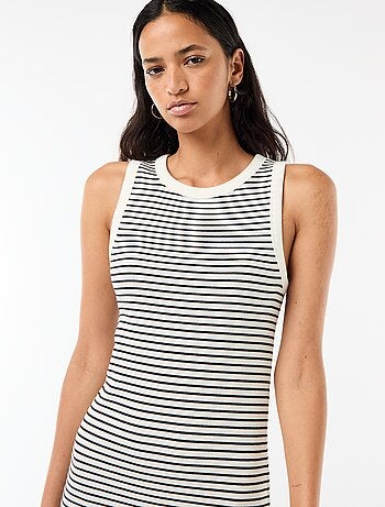 Vestido midi de canalé sin mangas