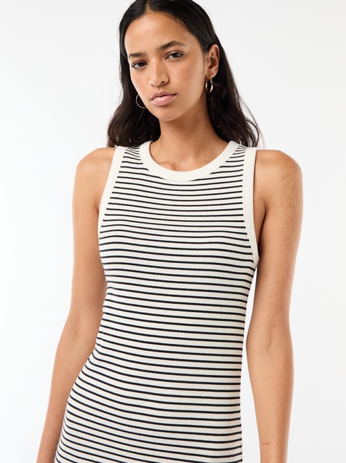 Vestido midi de canalé sin mangas - Kiabi