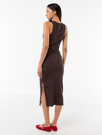 Vestido midi de canalé sin mangas