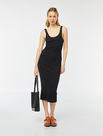 Vestido midi de canalé sin mangas