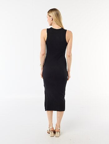 Vestido midi de canalé sin mangas