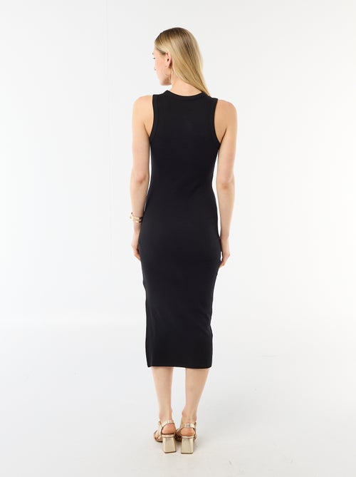 Vestido midi de canalé sin mangas - Kiabi