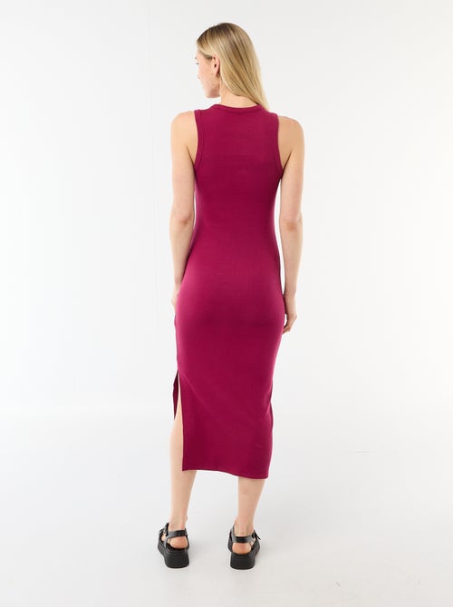 Vestido midi de canalé sin mangas - Kiabi