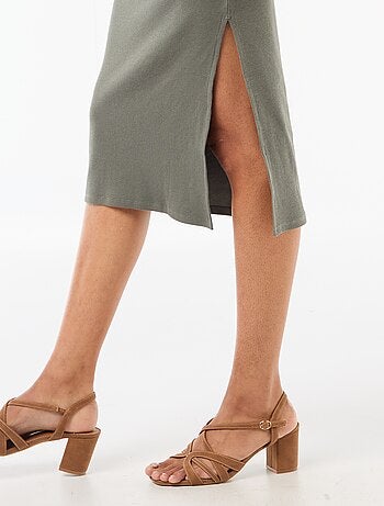 Vestido midi de canalé sin mangas