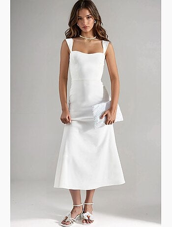 Vestido midi de corte a con cuello de corazón hiccup