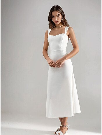 Vestido midi de corte a con cuello de corazón hiccup