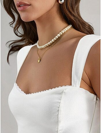 Vestido midi de corte a con cuello de corazón hiccup