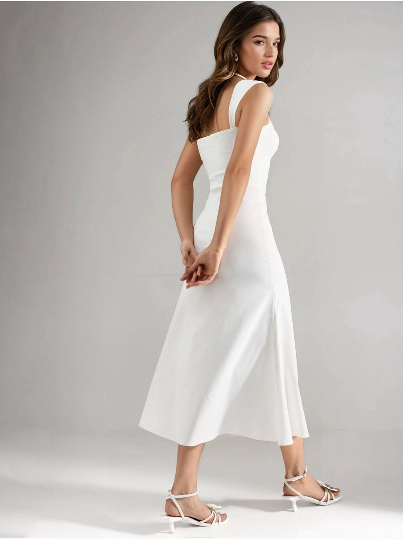 Vestido midi de corte a con cuello de corazón hiccup Blanco - Kiabi