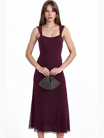 Vestido midi de corte a con cuello de corazón hiccup