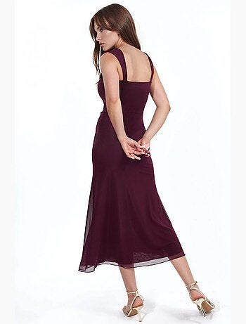 Vestido midi de corte a con cuello de corazón hiccup