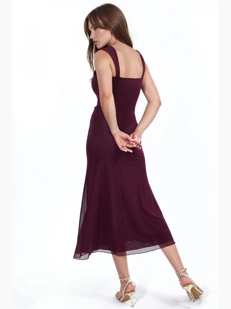 Vestido midi de corte a con cuello de corazón hiccup Rojo burdeos - Kiabi