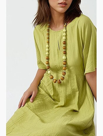 Vestido midi de corte a con cuello redondo hiccup