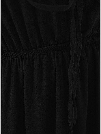 Vestido midi de corte a con escote en v y detalle de ribete bdart