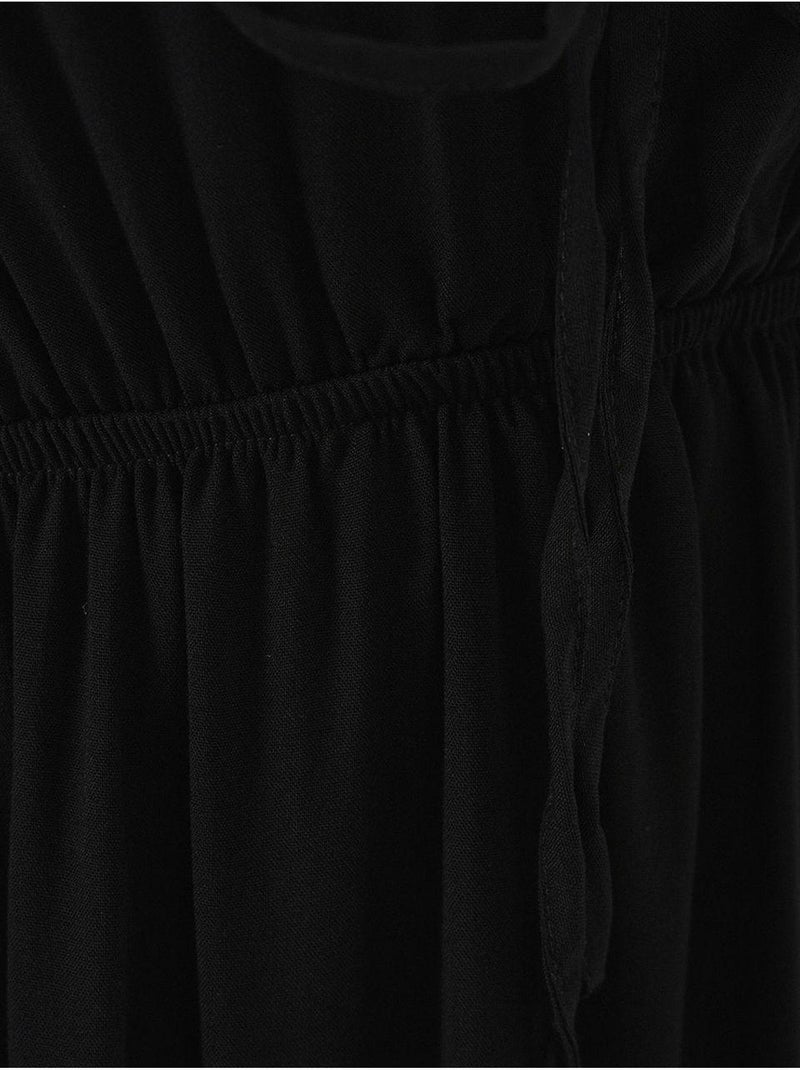 Vestido midi de corte a con escote en v y detalle de ribete bdart Negro - Kiabi