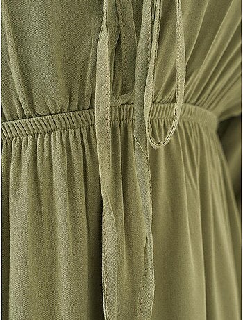 Vestido midi de corte a con escote en v y detalle de ribete bdart