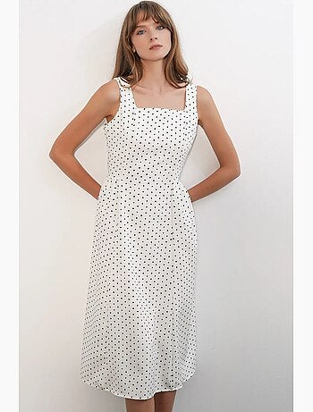 Vestido midi de corte a con lunares bdart