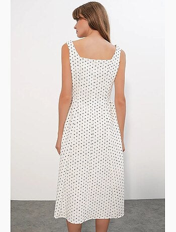 Vestido midi de corte a con lunares bdart
