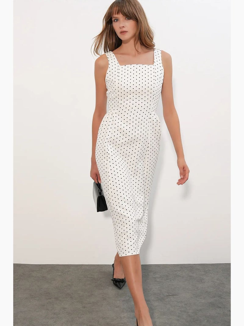 Vestido midi de corte a con lunares bdart Blanco roto - Kiabi