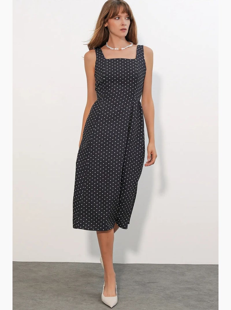 Vestido midi de corte a con lunares bdart Negro - Kiabi