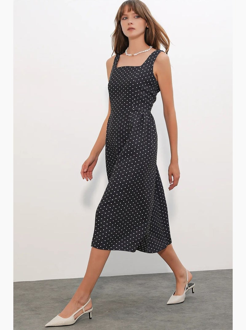 Vestido midi de corte a con lunares bdart Negro - Kiabi