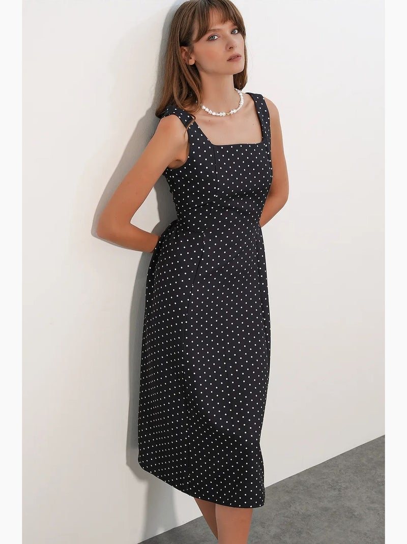 Vestido midi de corte a con lunares bdart Negro - Kiabi