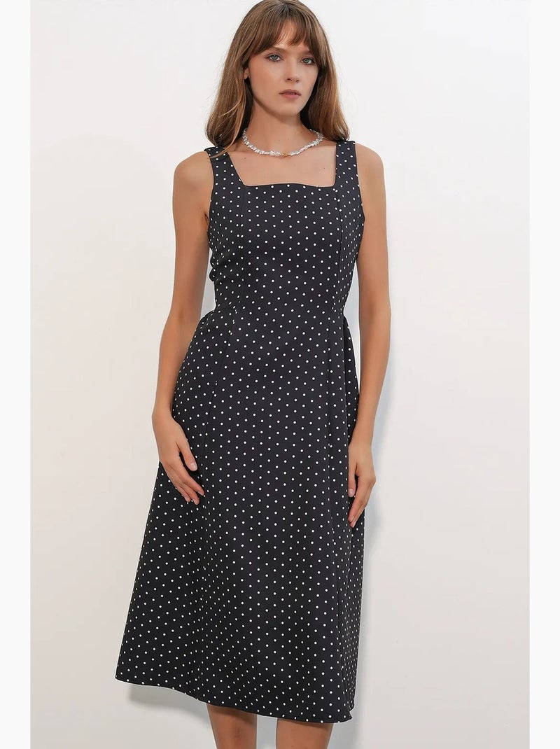 Vestido midi de corte a con lunares bdart Negro - Kiabi
