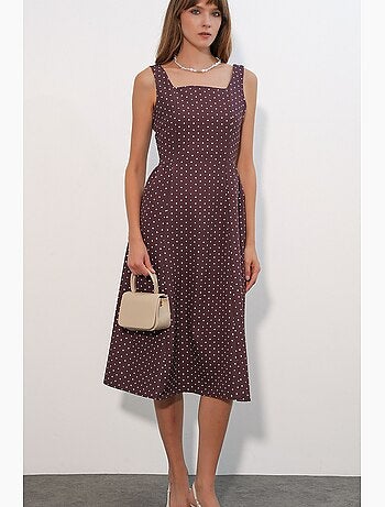 Vestido midi de corte a con lunares bdart