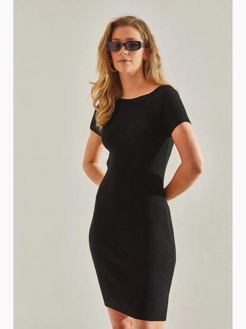Vestido midi de corte ajustado con cuello redondo y elástico lucci - Kiabi
