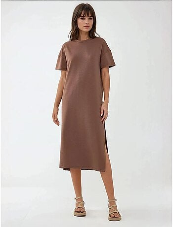 Vestido midi de corte relajado con cuello redondo hiccup