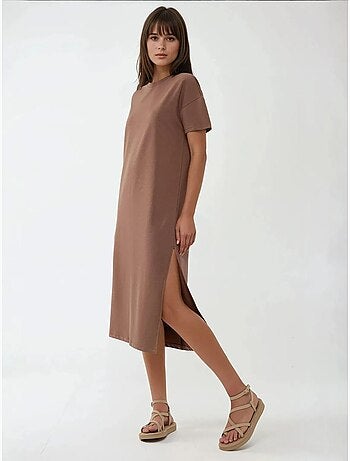 Vestido midi de corte relajado con cuello redondo hiccup
